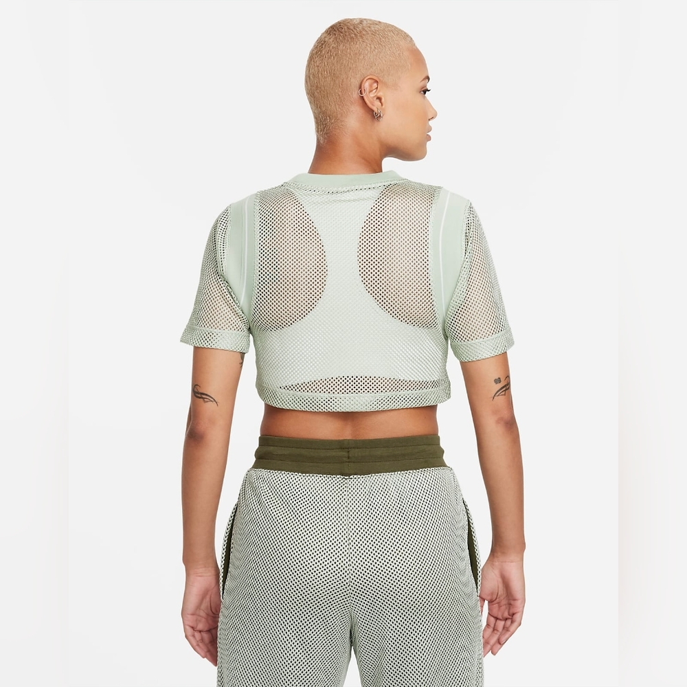 Nike Green And White Mesh Net Cropped Crop Top Sh… - image 4